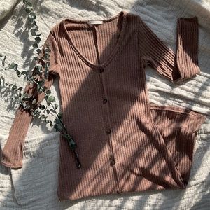 Caution to the Wind Ribbed Knit Midi Long Sleeved Dress Size L